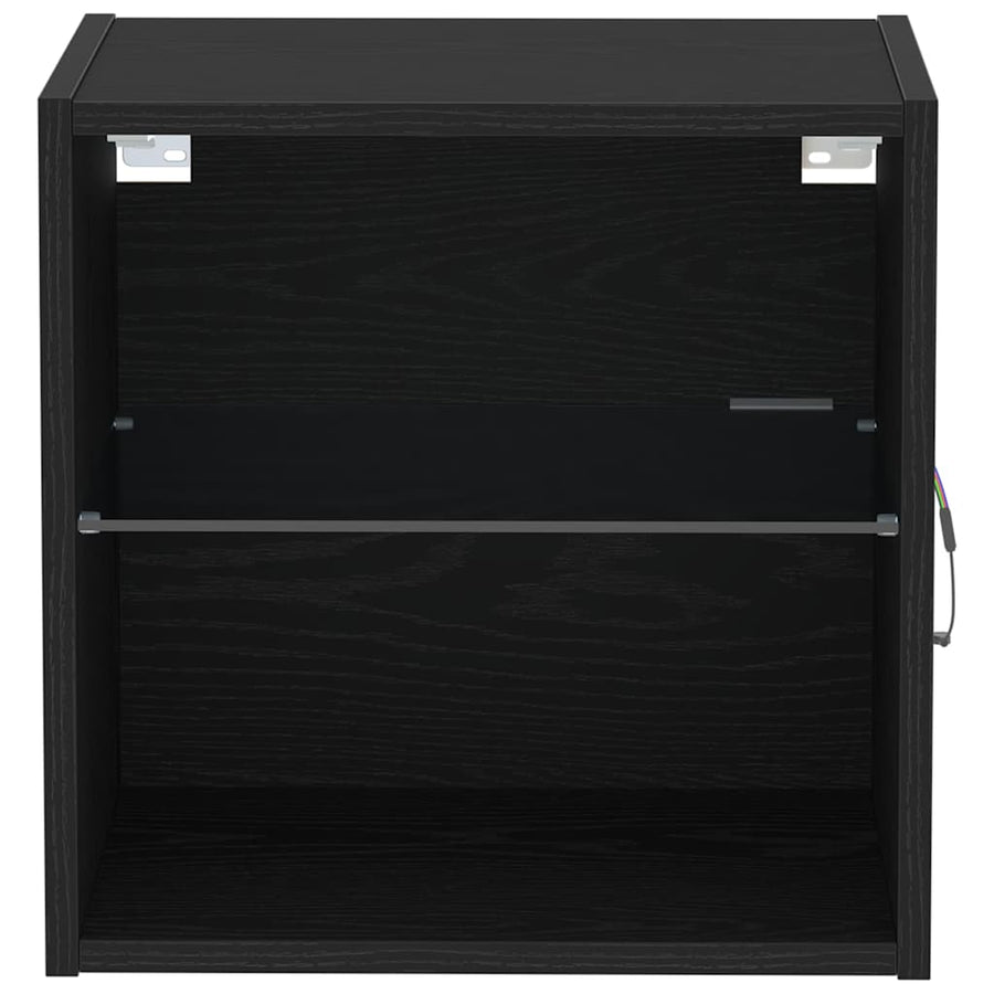 Wandplank met LED-verlichting 2 pcs Zwart 40 x 28,5 x 40 cm