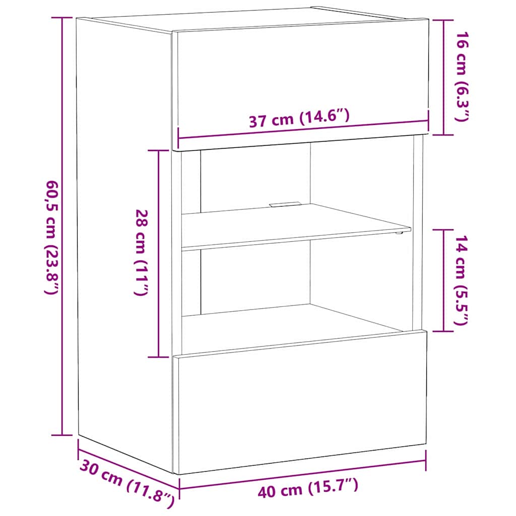 Tv-meubelset Zwart 40 x 30 x 60,5 cm Bewerkt hout