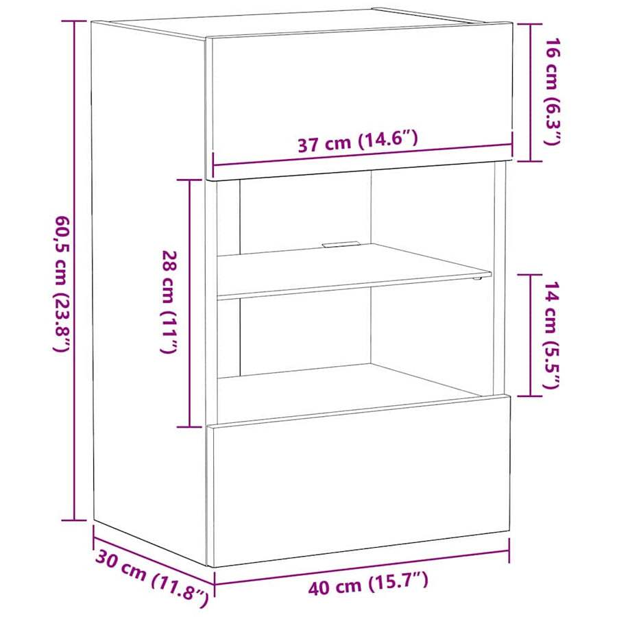 Tv-meubelset Zwart 40 x 30 x 60,5 cm Bewerkt hout
