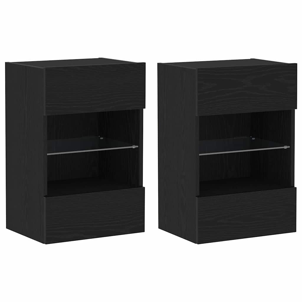 Tv-meubelset 2 pcs Zwart 40 x 30 x 60,5 cm Bewerkt hout