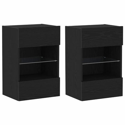 Tv-meubelset 2 pcs Zwart 40 x 30 x 60,5 cm Bewerkt hout