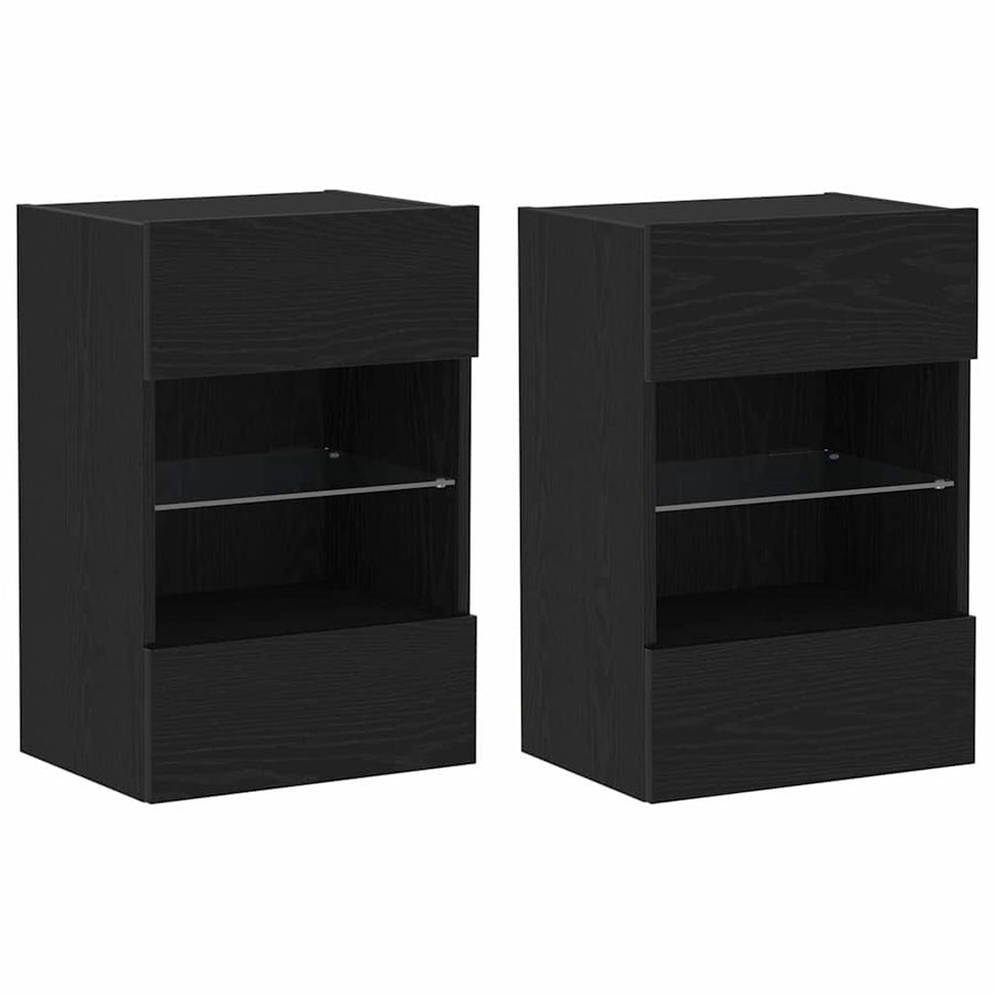 Tv-meubelset 2 pcs Zwart 40 x 30 x 60,5 cm Bewerkt hout