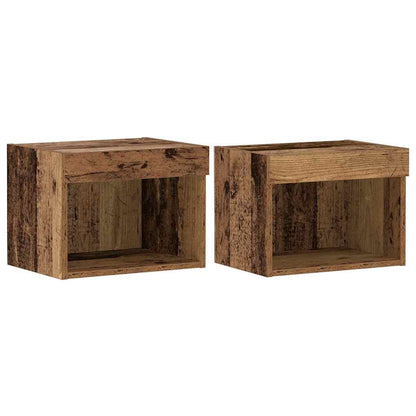 Tv-meubelset met LED 2 pcs Oudhout 40 x 30 x 30 cm Bewerkt hout