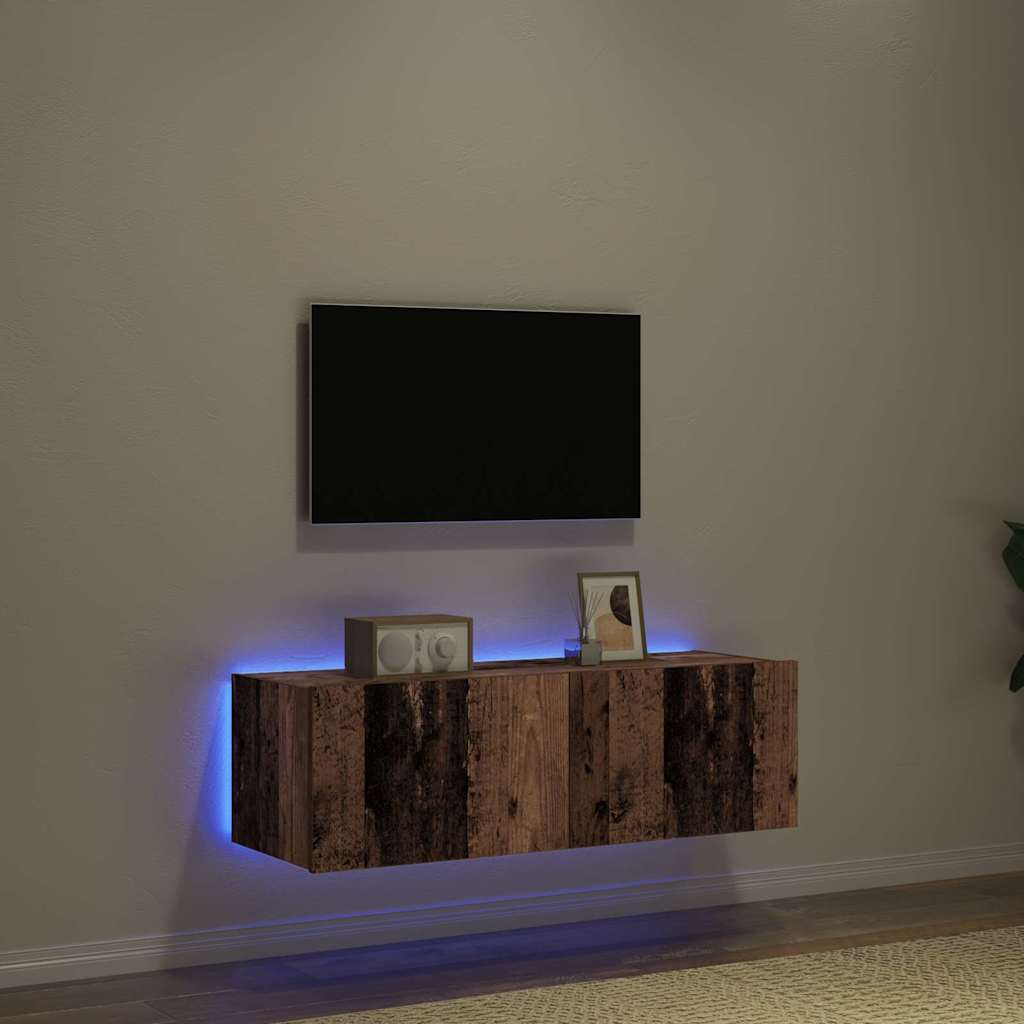 TV Wandkast 2 pcs Oud Hout 100 x 35 x 31 cm Bewerkt hout