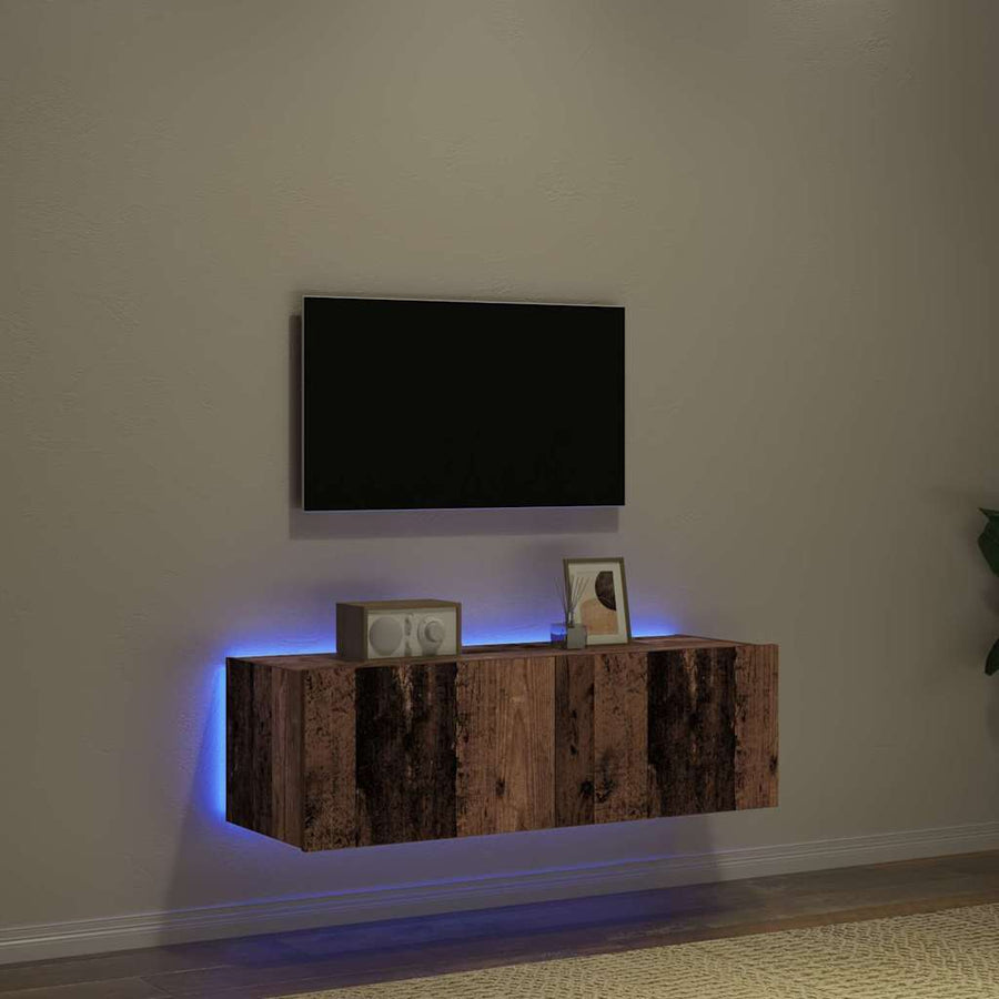 TV Wandkast 2 pcs Oud Hout 100 x 35 x 31 cm Bewerkt hout