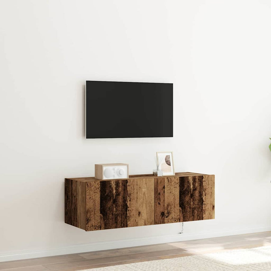 TV Wandkast 2 pcs Oud Hout 100 x 35 x 31 cm Bewerkt hout