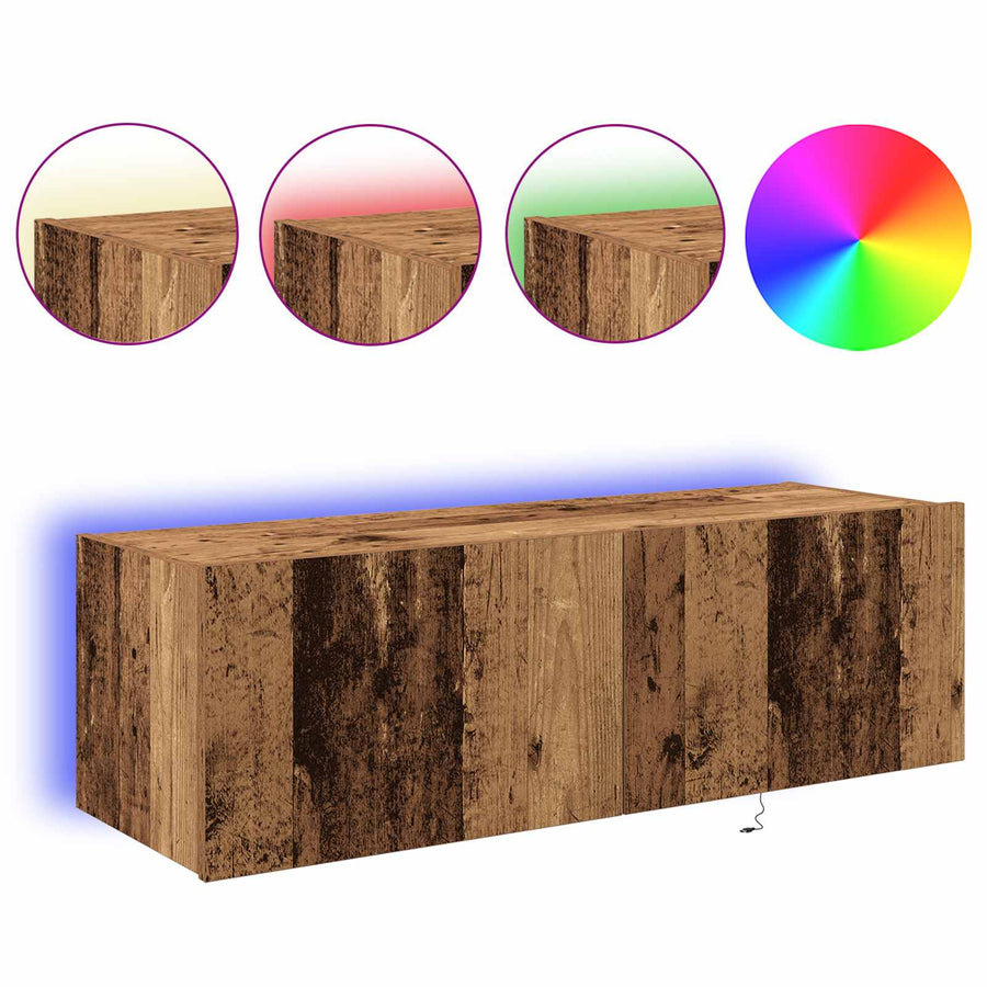 TV Wandkast 2 pcs Oud Hout 100 x 35 x 31 cm Bewerkt hout