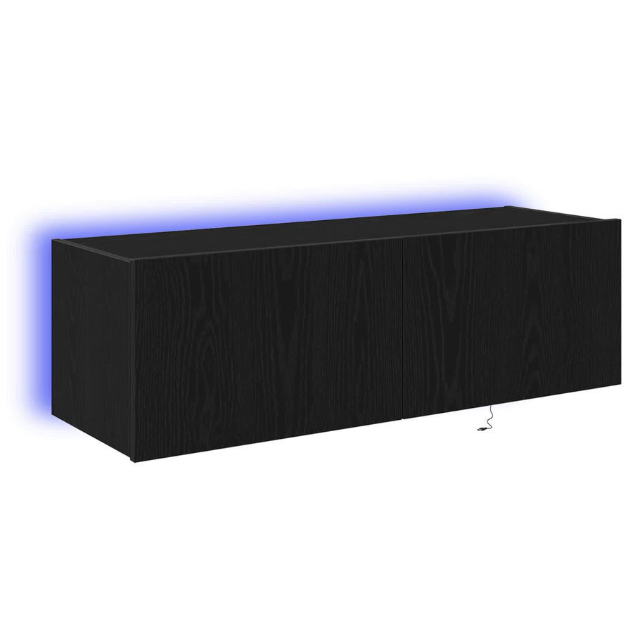 TV Wandkast 2 pcs Zwart Eiken 100 x 35 x 31 cm Bewerkt hout