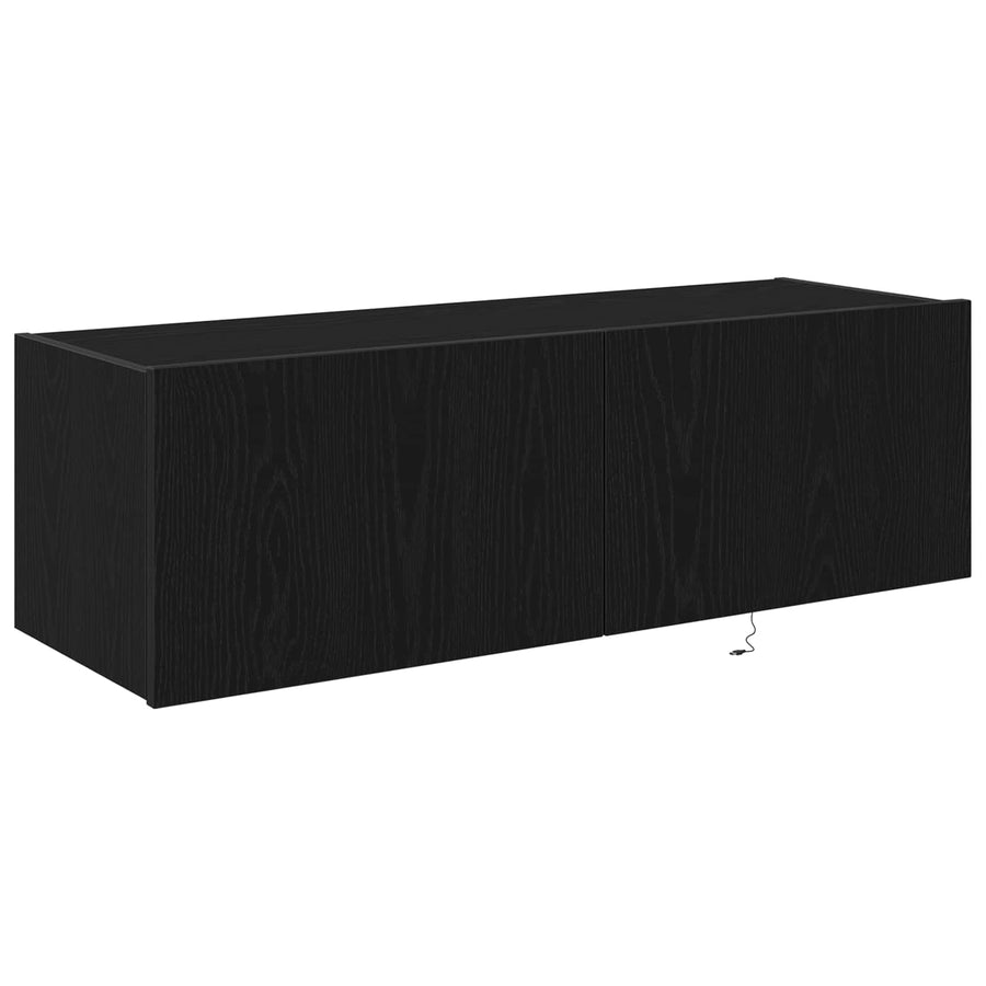TV Wandkast 2 pcs Zwart Eiken 100 x 35 x 31 cm Bewerkt hout