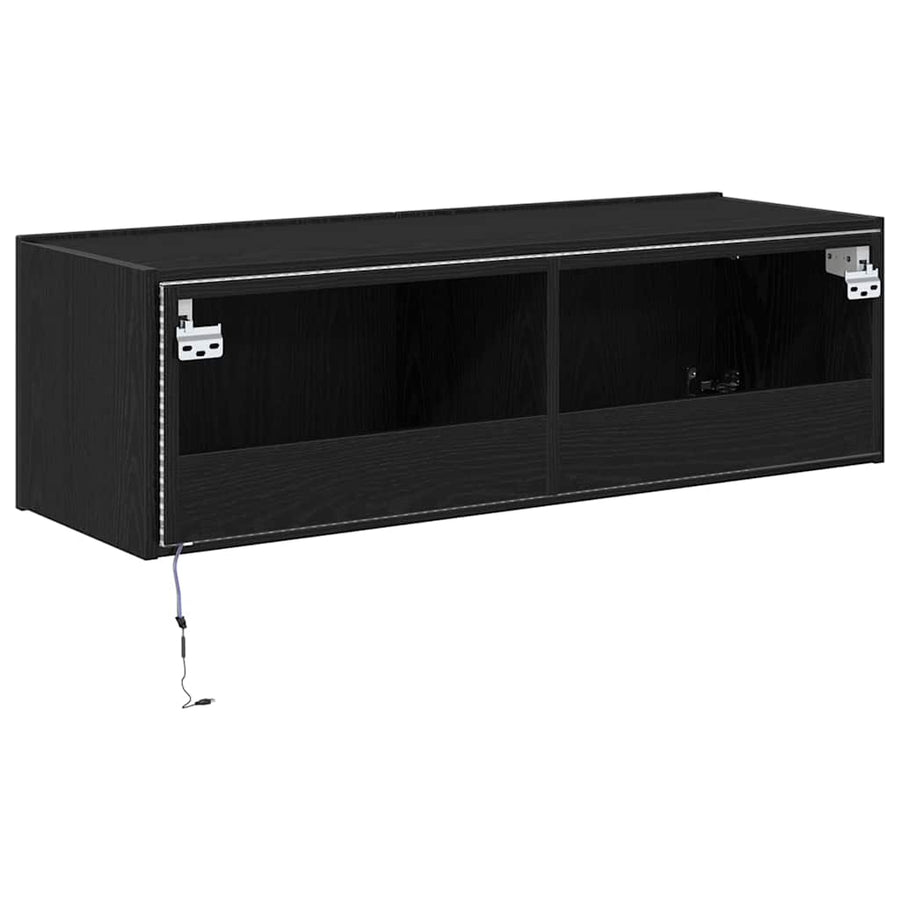 TV Wandkast 2 pcs Zwart Eiken 100 x 35 x 31 cm Bewerkt hout