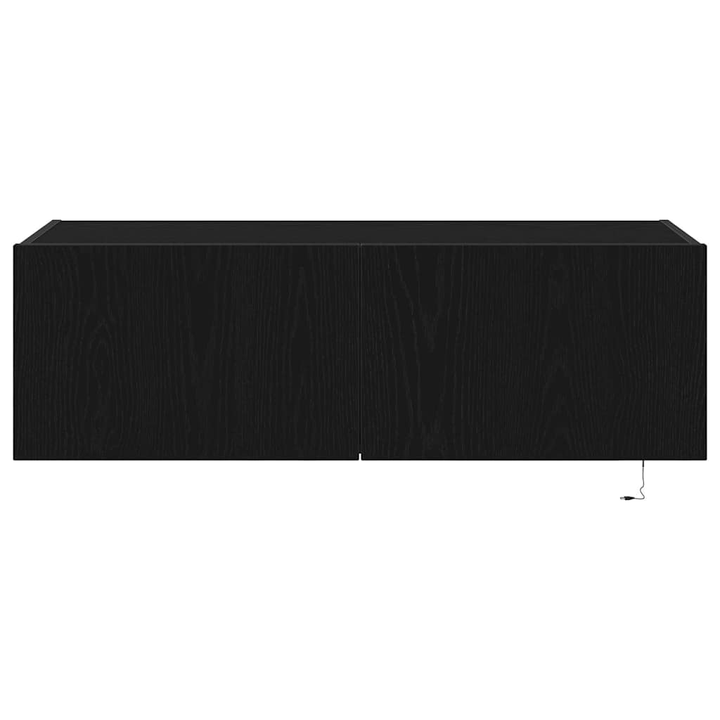 TV Wandkast 2 pcs Zwart Eiken 100 x 35 x 31 cm Bewerkt hout