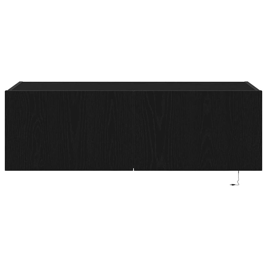 TV Wandkast 2 pcs Zwart Eiken 100 x 35 x 31 cm Bewerkt hout