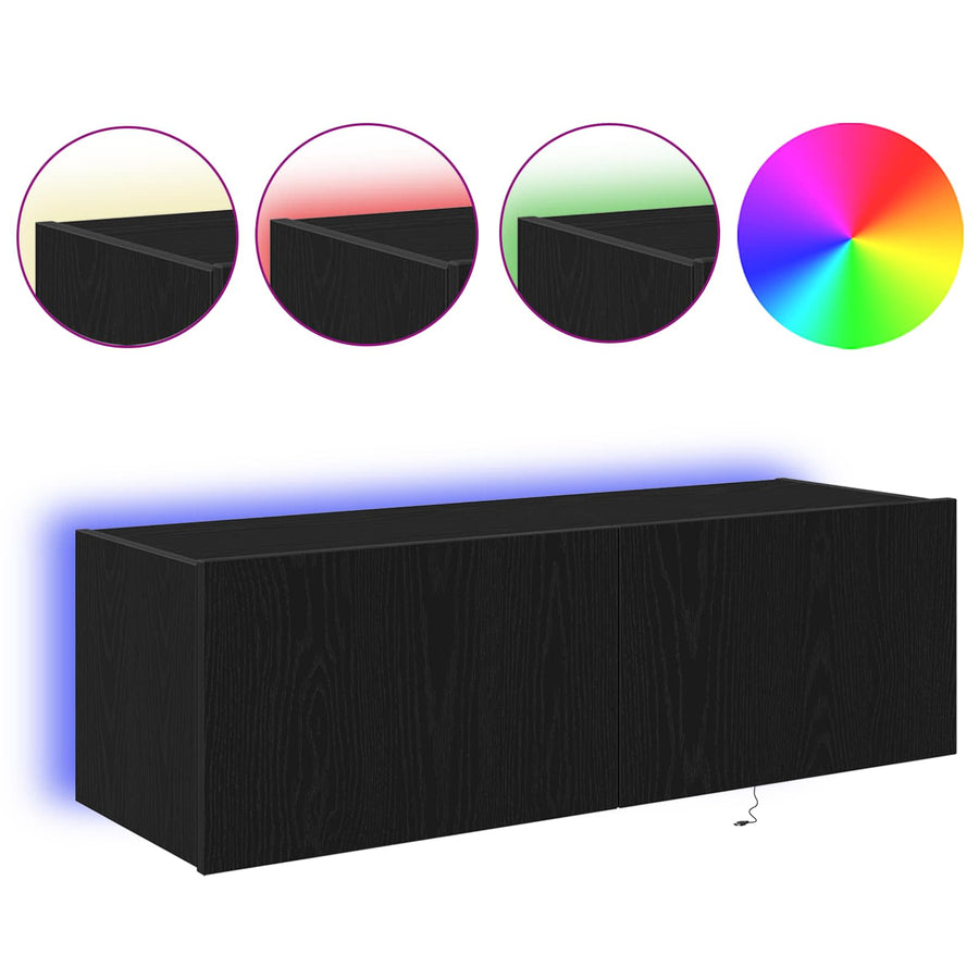 TV Wandkast 2 pcs Zwart Eiken 100 x 35 x 31 cm Bewerkt hout