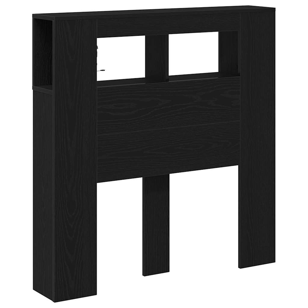 LED Hoofdbord Zwart Eiken 100 x 18,5 x 103,5 cm Bewerkt hout