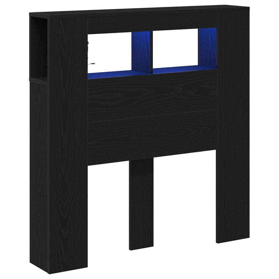 LED Hoofdbord Zwart Eiken 100 x 18,5 x 103,5 cm Bewerkt hout