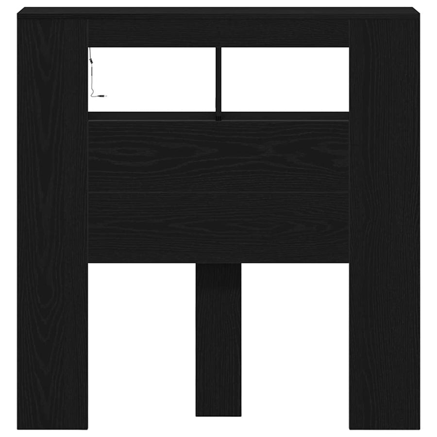 LED Hoofdbord Zwart Eiken 100 x 18,5 x 103,5 cm Bewerkt hout