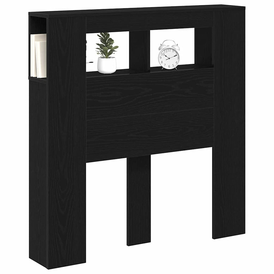 LED Hoofdbord Zwart Eiken 100 x 18,5 x 103,5 cm Bewerkt hout