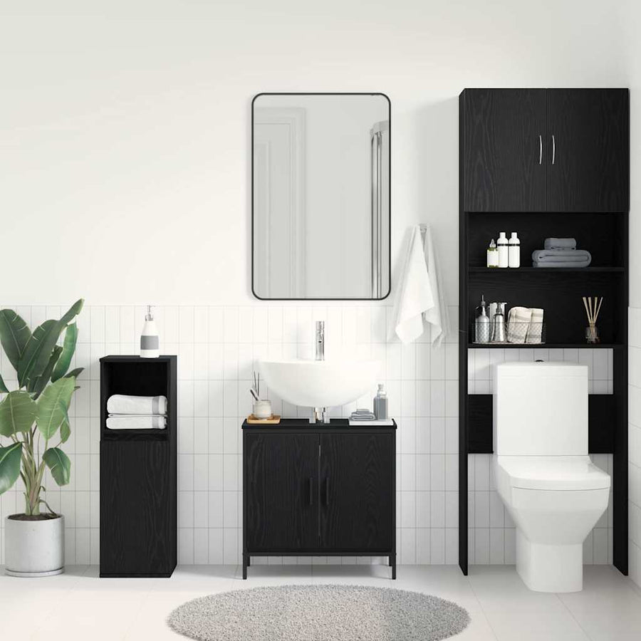 Badkamer wastafelkast Zwart Eiken 60 x 30 x 60 cm Bewerkt hout