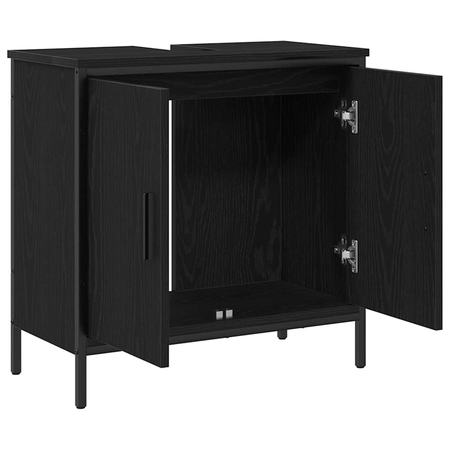 Badkamer wastafelkast Zwart Eiken 60 x 30 x 60 cm Bewerkt hout