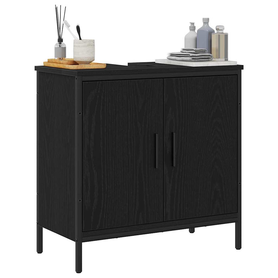 Badkamer wastafelkast Zwart Eiken 60 x 30 x 60 cm Bewerkt hout