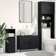 Wastafelkast badkamer 80x30x60 cm zwart eiken bewerkt hout