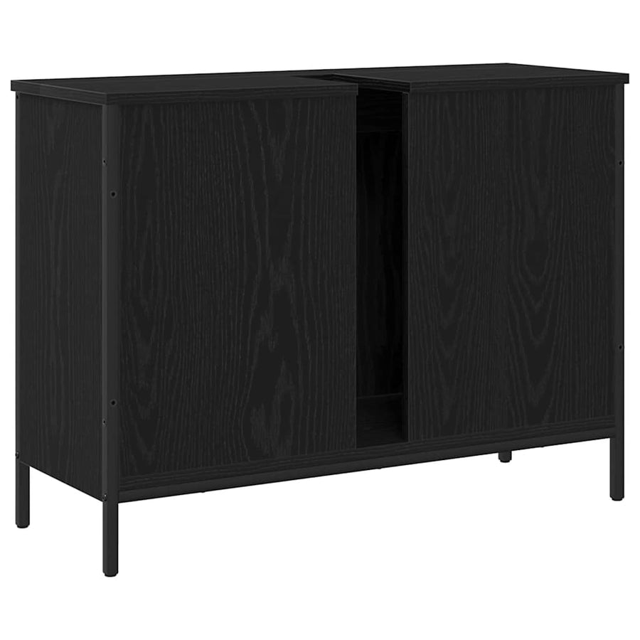 Badkamer wastafelkast Zwart Eiken 80 x 30 x 60 cm Bewerkt hout