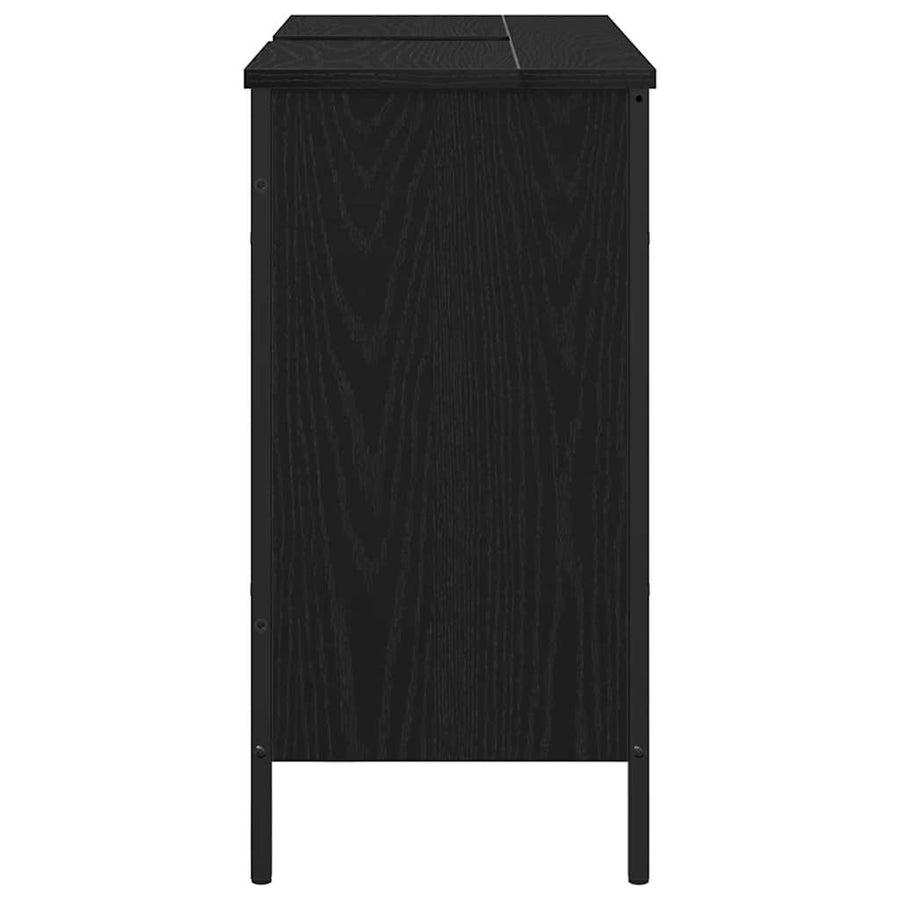 Badkamer wastafelkast Zwart Eiken 80 x 30 x 60 cm Bewerkt hout