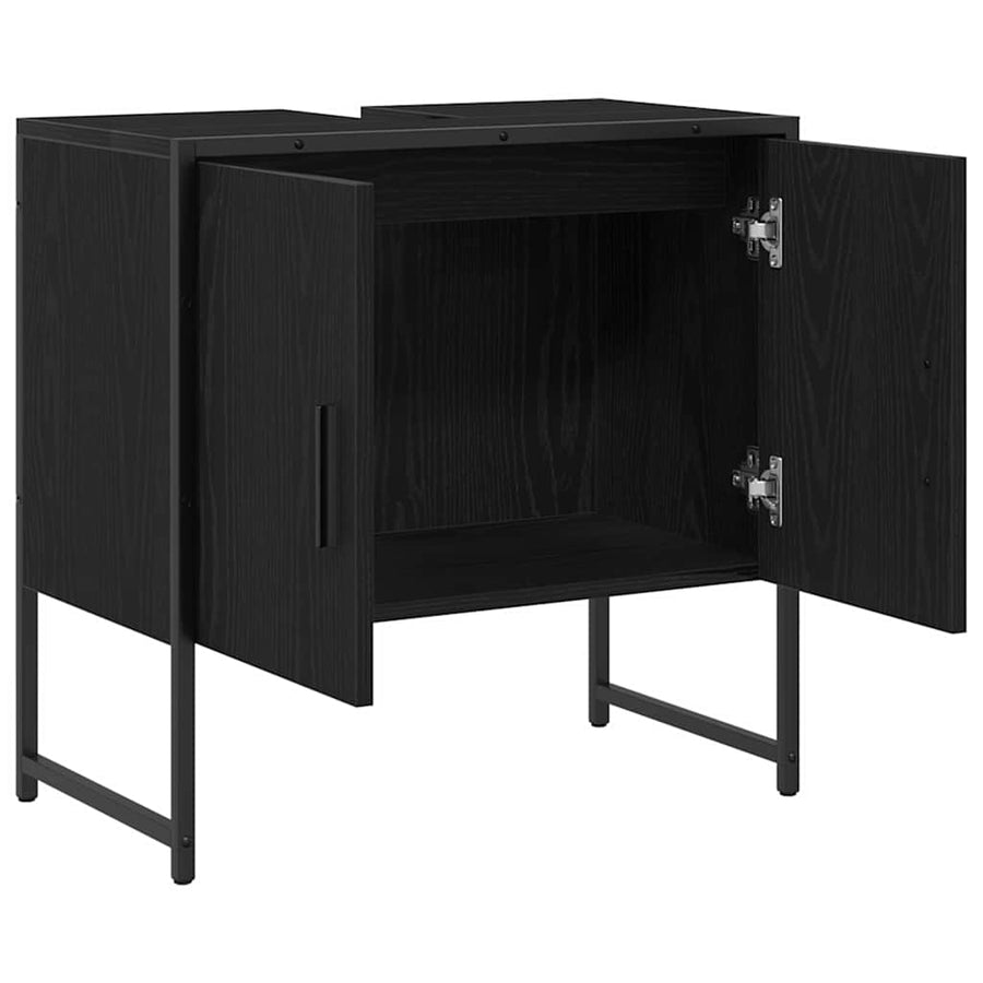 Badkamertenk te kast Zwart Eiken 60 x 30 x 60 cm Bewerkt hout