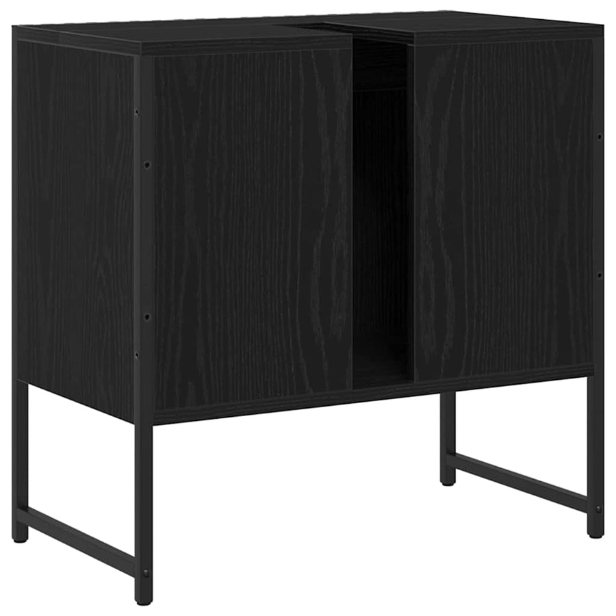 Badkamertenk te kast Zwart Eiken 60 x 30 x 60 cm Bewerkt hout