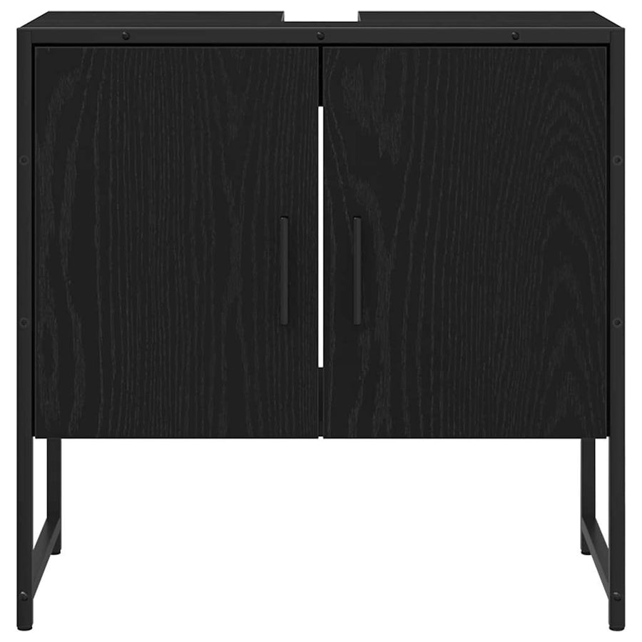 Badkamertenk te kast Zwart Eiken 60 x 30 x 60 cm Bewerkt hout