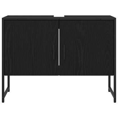 Badkamertenk te kast Zwart Eiken 80 x 30 x 60 cm Bewerkt hout