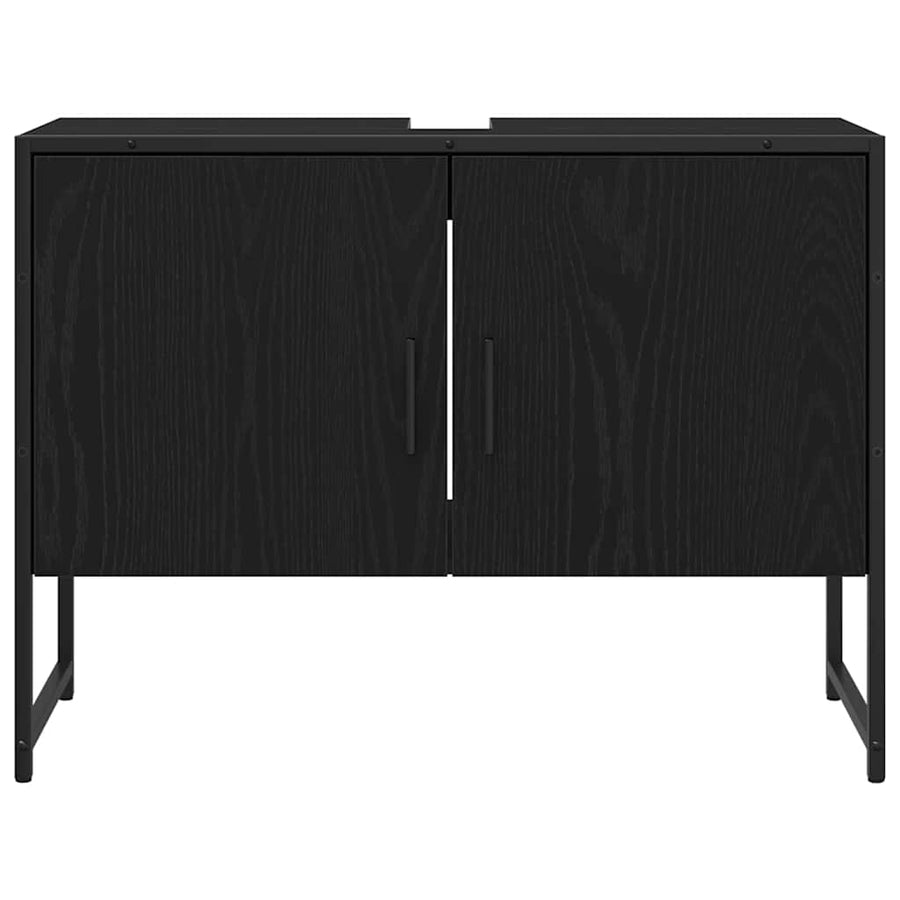 Badkamertenk te kast Zwart Eiken 80 x 30 x 60 cm Bewerkt hout