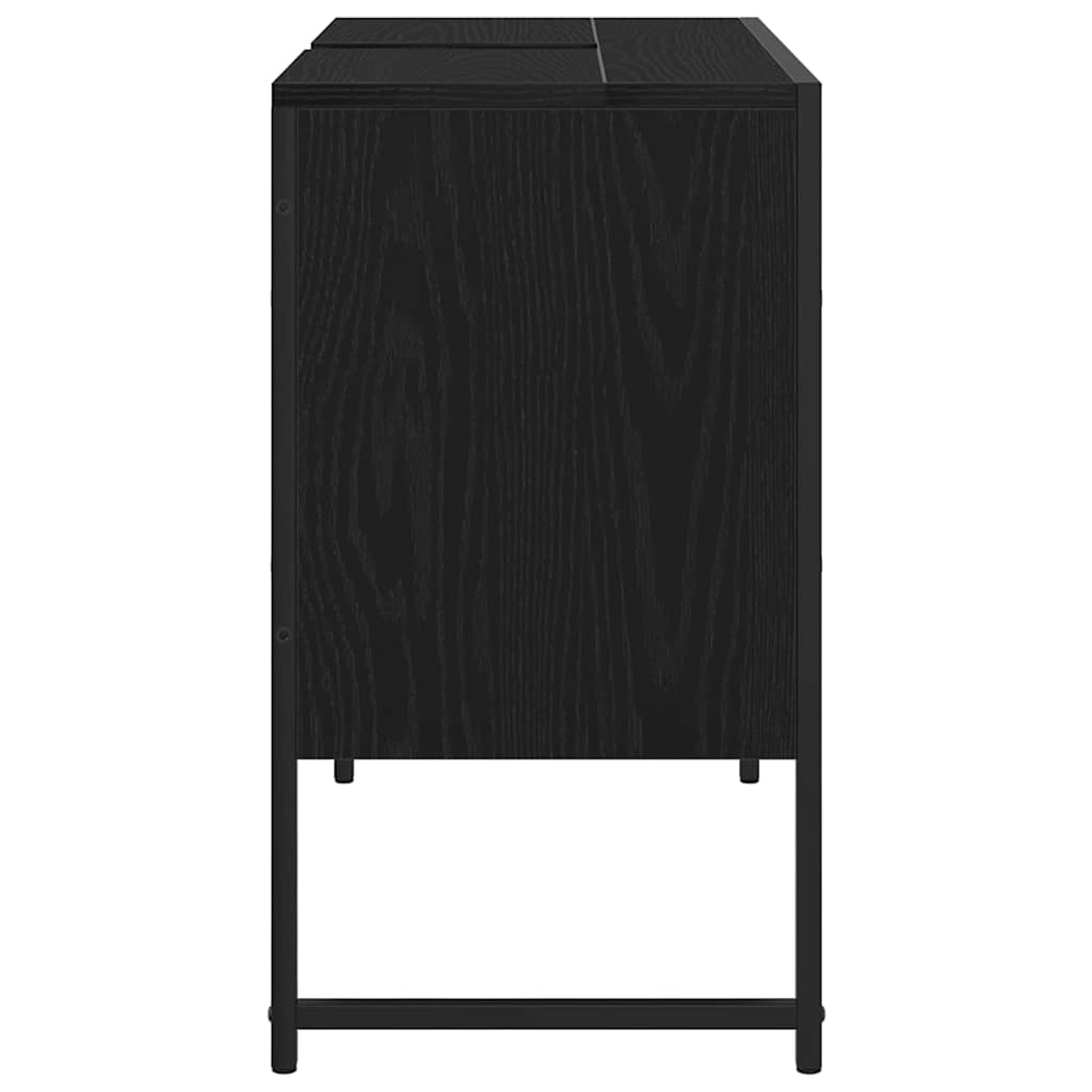 Badkamertenk te kast Zwart Eiken 80 x 30 x 60 cm Bewerkt hout