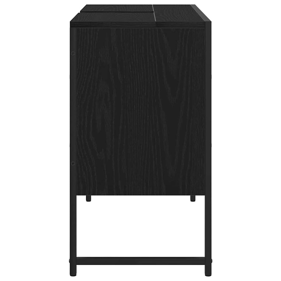 Badkamertenk te kast Zwart Eiken 80 x 30 x 60 cm Bewerkt hout