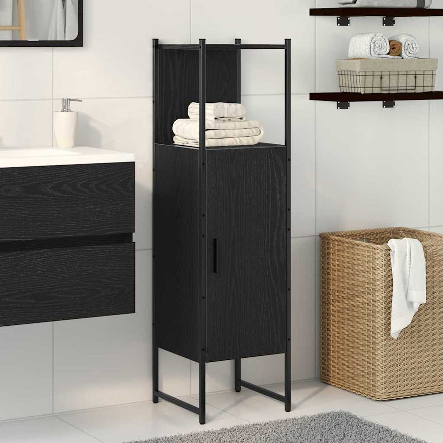 Badkamermeubelset Zwart Eiken 33 x 33 x 120,5 cm Bewerkt hout