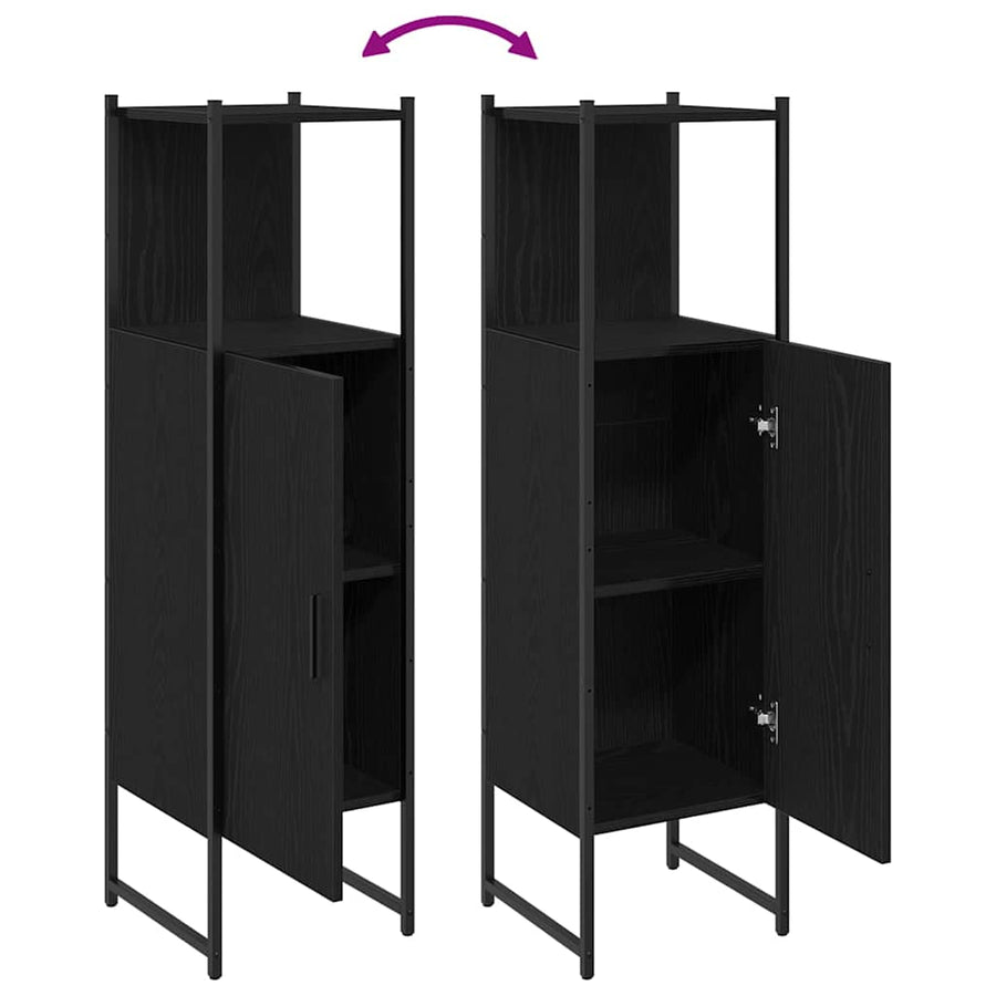 Badkamermeubelset Zwart Eiken 33 x 33 x 120,5 cm Bewerkt hout