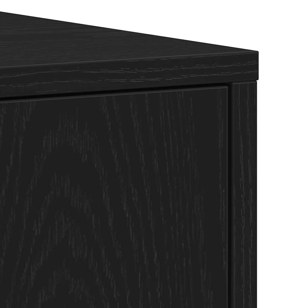 Badkamerkast Zwart Eiken 30x30x183,5 cm Bewerkt Hout