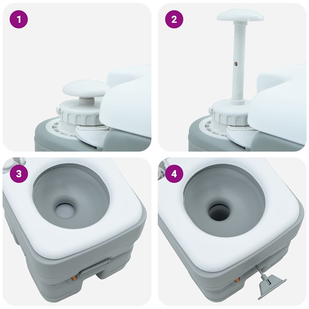 Camping Toilet Grijs en Wit 41,5 x 36,5 x 37,5 cm Polyetheen