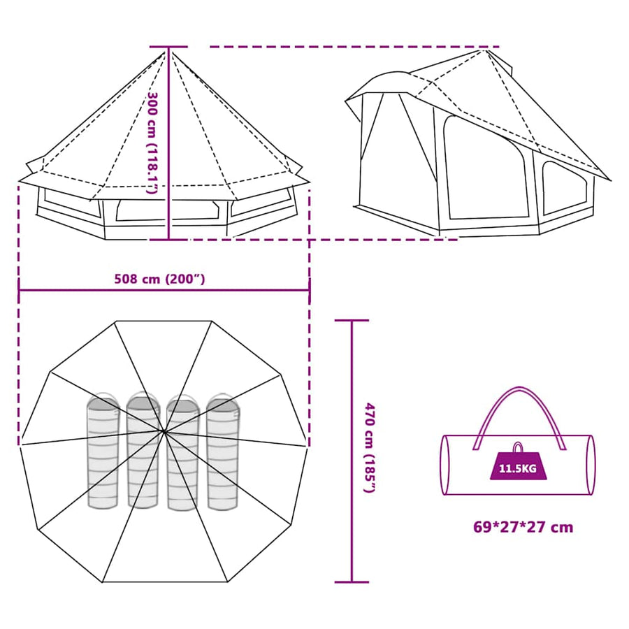Familie Tipi Tent Tipi met dak Groen 508 x 470 x 300 cm