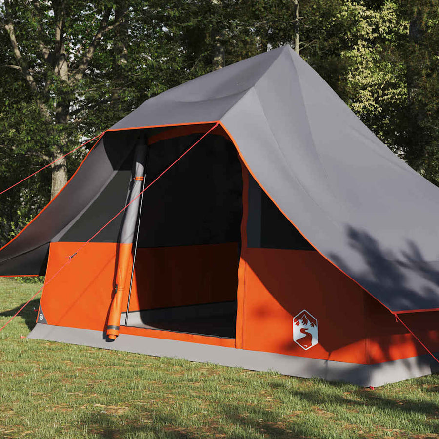 Tipi Tent met dak Grijs en Oranje 364 x 281 x 257 cm taft