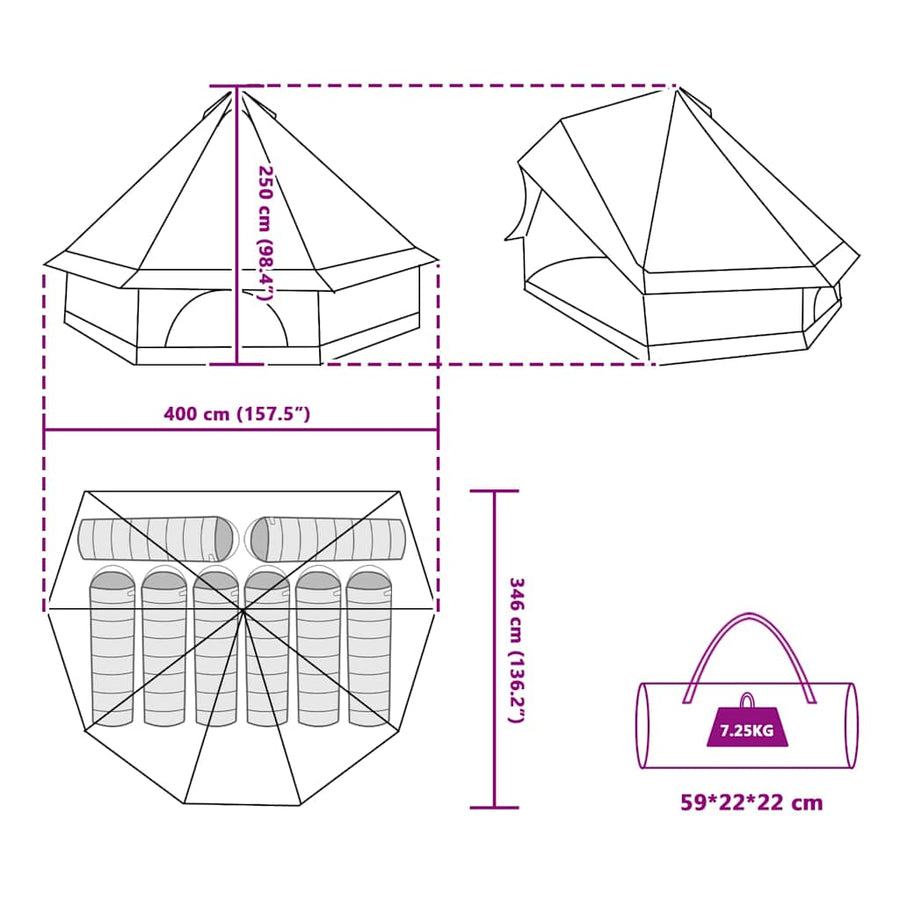 Familie Tipi Tent Tipi Groen en beige 400 x 346 x 250 cm
