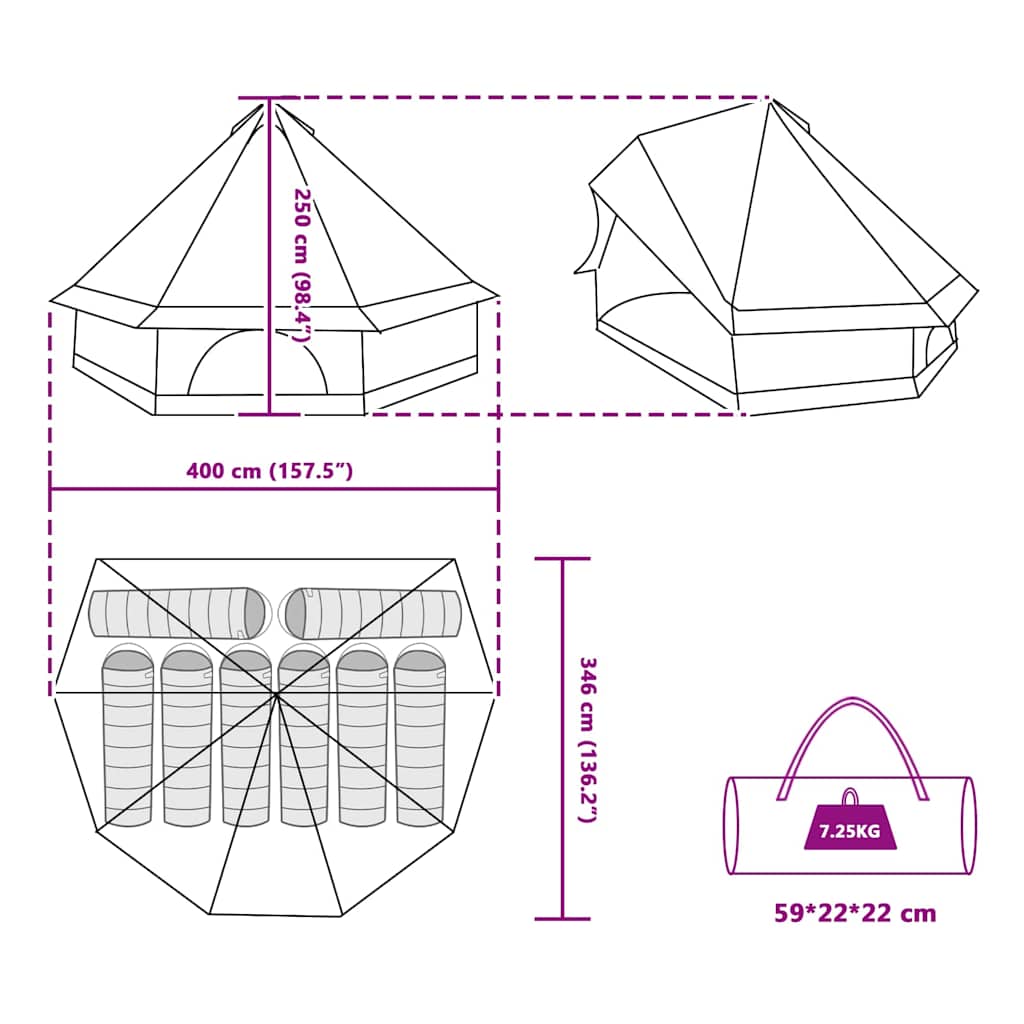 Familie Tipi Tent Tipi Blauw en Grijs 400 x 346 x 250 cm
