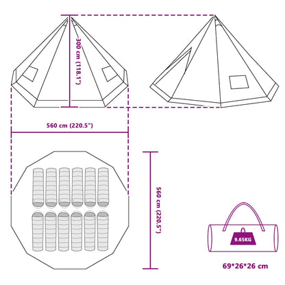 Familie Tipi Tent Tipi met dak Groen 560 x 560 x 300 cm