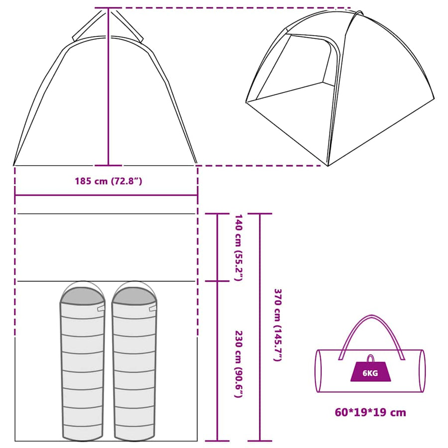 Tent Anders met luchtopening Groen Large Polyester en glasvezel
