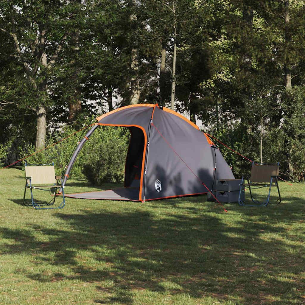Tent met dak Grijs en Oranje Large Polyester en glasvezel