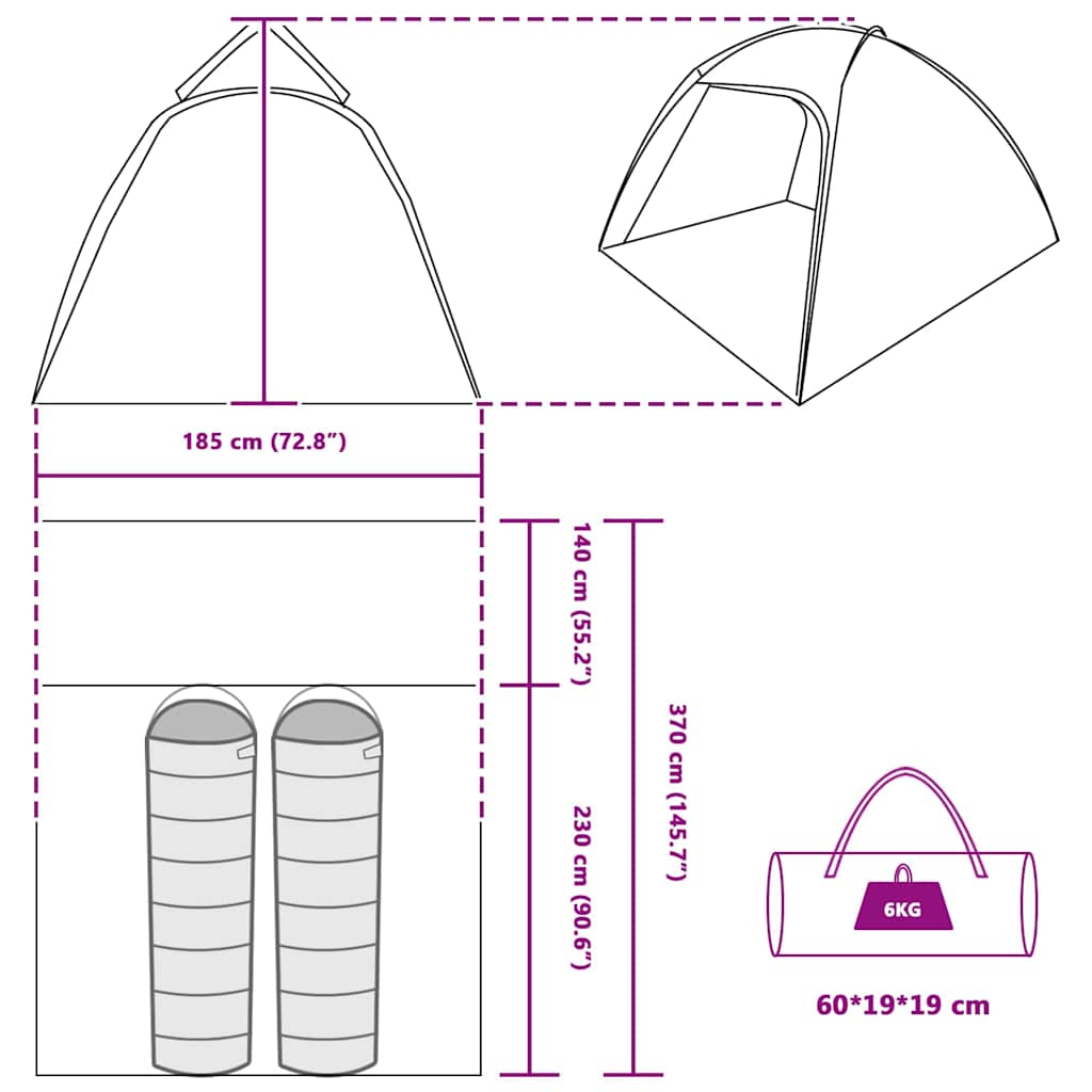 Tent met dak Grijs en Oranje Large Polyester en glasvezel