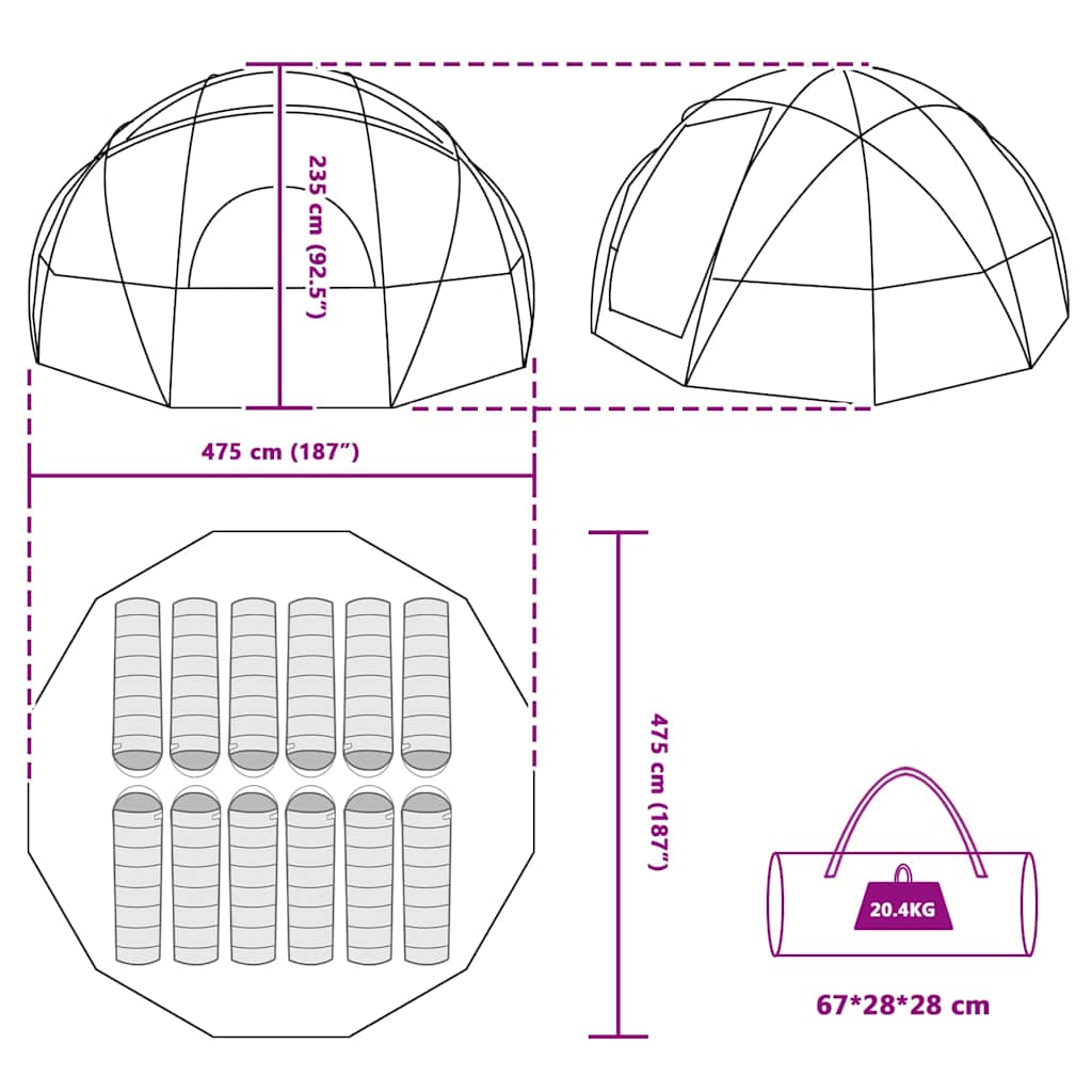 Tent met dak met luchtopening Groen Large