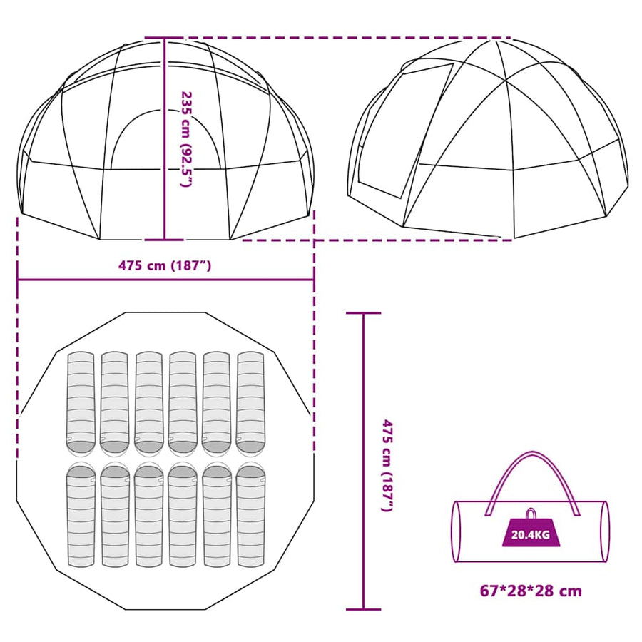 Tent met dak met luchtopening Groen Large