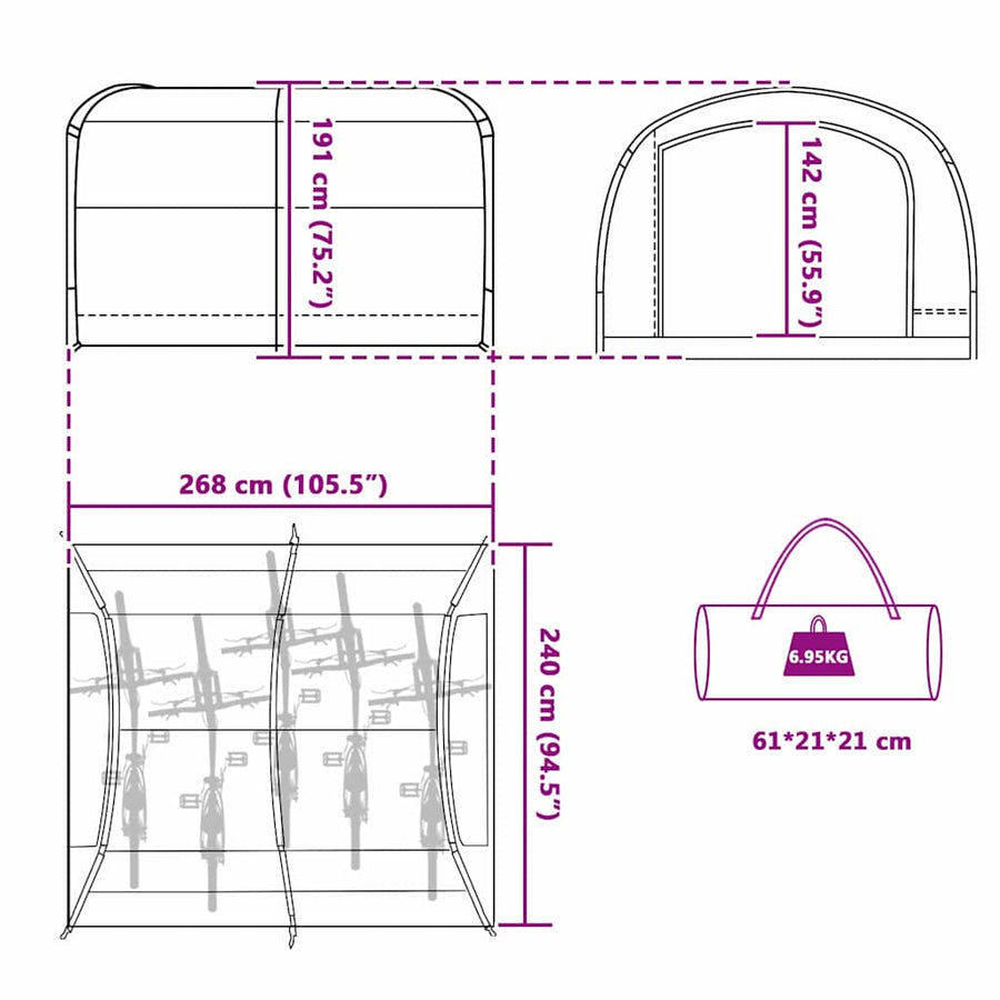 Tent met dak met luchtopening Groen 268 x 240 x 191 cm
