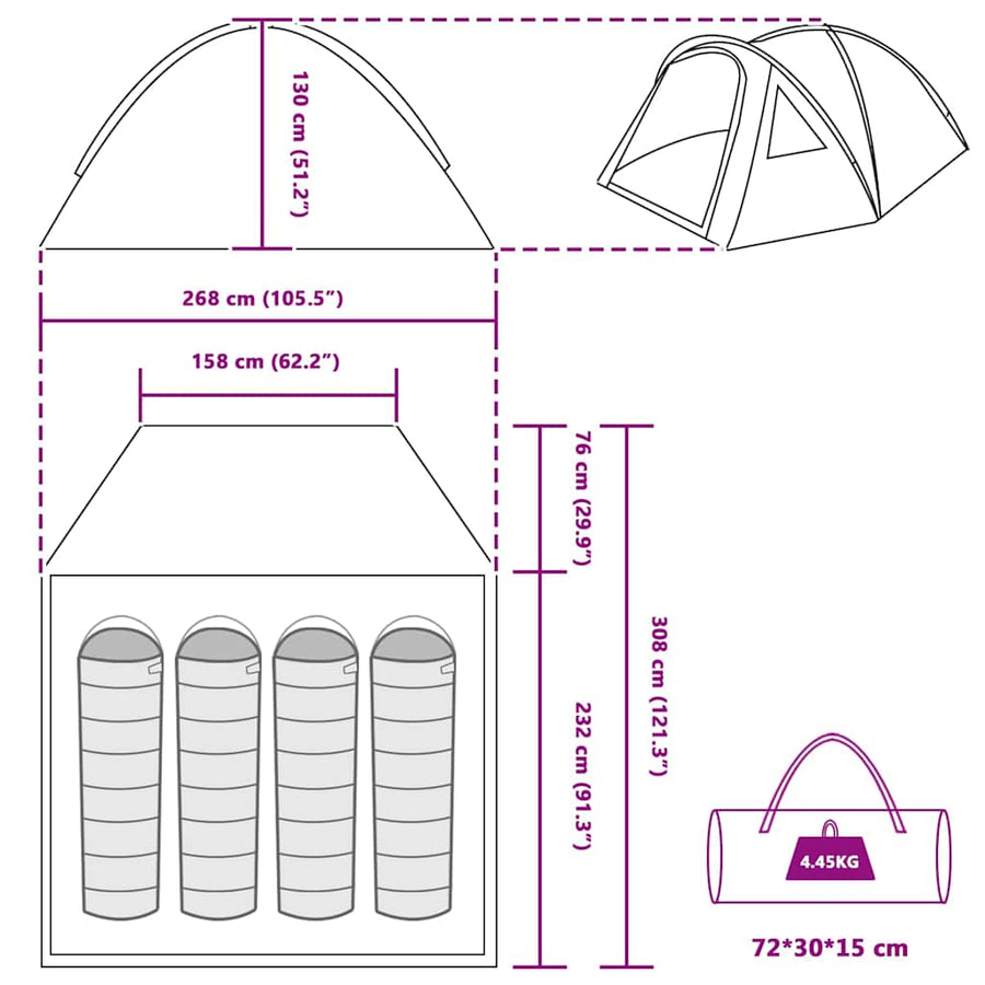 Tent met dak Groen Medium Polyester en glasvezel